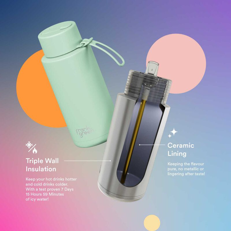 frank green 34oz Ceramic Bottle with Flip Straw Lid Mint Gelato image number 2